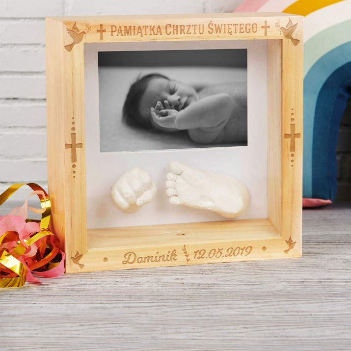 Pamiątka Chrztu - Ramka z odlewem 3D